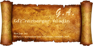 Günszberger Aladin névjegykártya